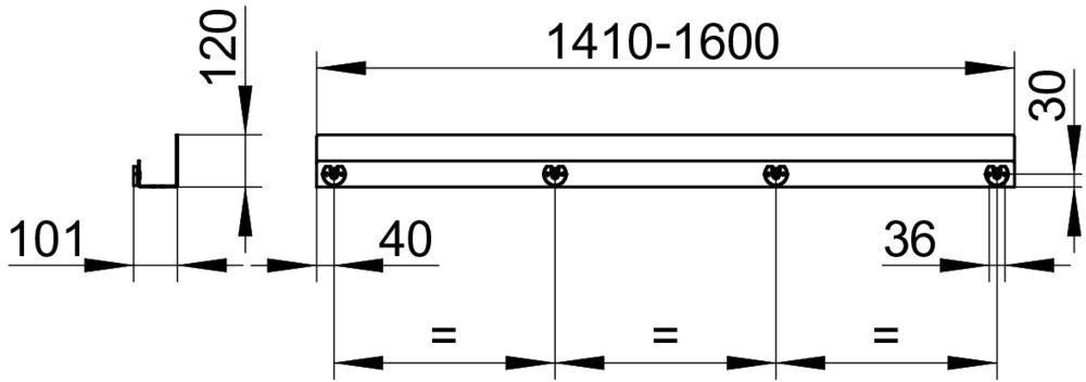 KEUCO Duschablage 24953 auf Maß – 400-600 x 120 x 90 mm, schwarz matt, Aluminium, mit Haken