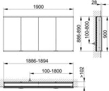 KEUCO Royal Modular 2.0 Spiegelschrank, beleuchtet, Wandeinbau, 1900 mm, silber-eloxiert