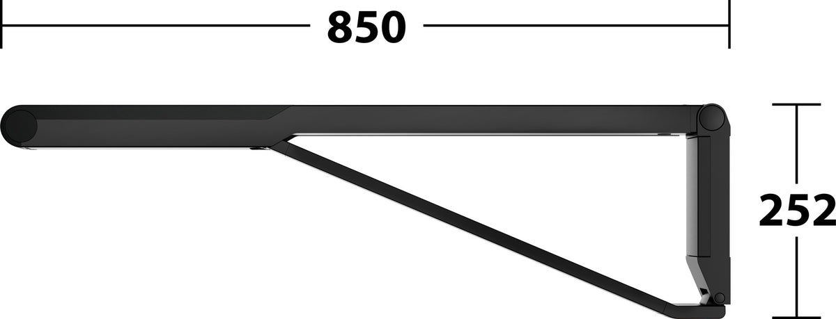 KEUCO AXESS Stützklappgriff WC 700 mm silber-eloxiert/schwarz – Wandmontage