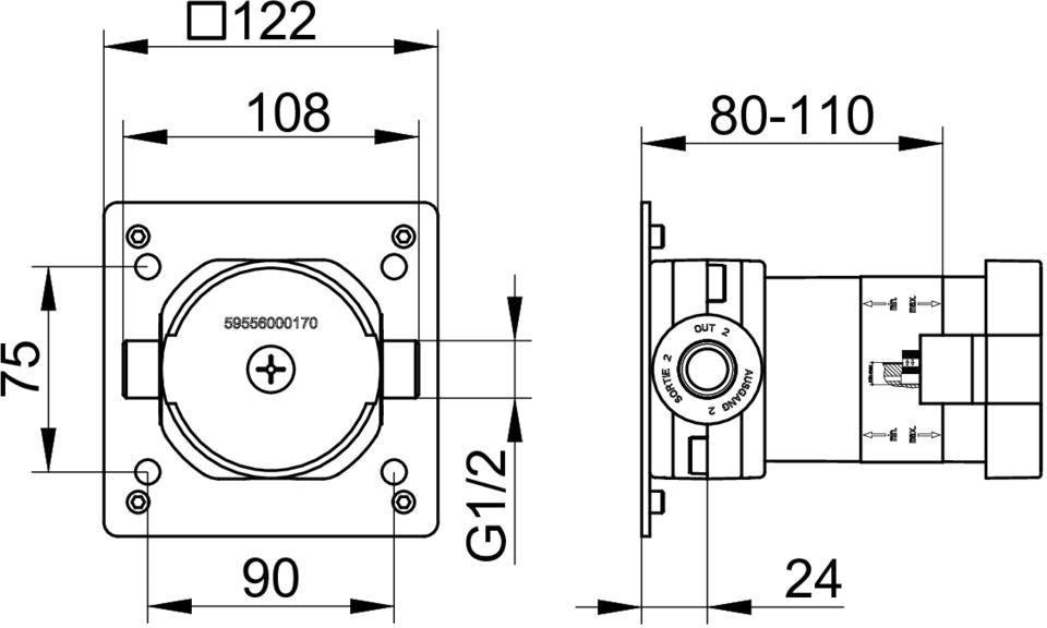 KEUCO IXMO UP Funktionseinheit DN15 für 2-Wege Umstellventil – Unterputz-Montage