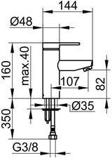 KEUCO Plan blue Einhebel-Waschtischmischer 90 Aluminium-finish ohne Ablaufgarnitur