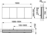 KEUCO Royal Modular 2.0 Spiegelschrank, beleuchtet, Wandeinbau, 1900 mm, silber-eloxiert