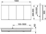 KEUCO Royal Modular 2.0 Spiegelschrank 1900 mm, LED Ober- und Unterbeleuchtung, silber-eloxiert, 4 Türen