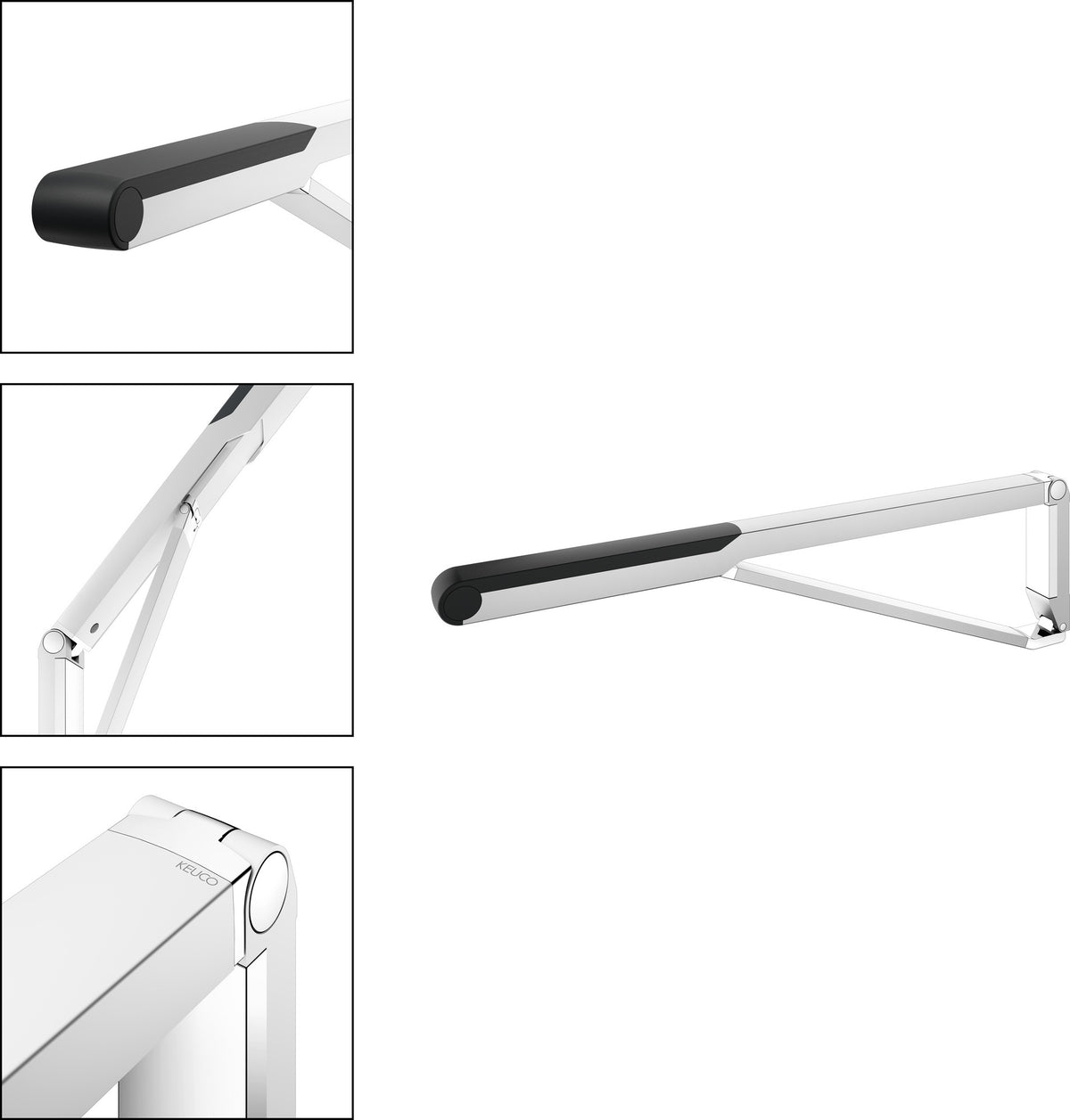 KEUCO AXESS Stützklappgriff WC 700 mm silber-eloxiert/schwarz – Wandmontage