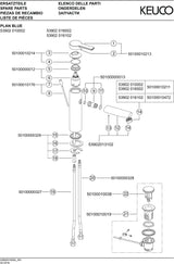 KEUCO Plan blue Einhand-Waschtischmischer mit Zugstangen-Ablaufgarnitur, Aluminium-Finish