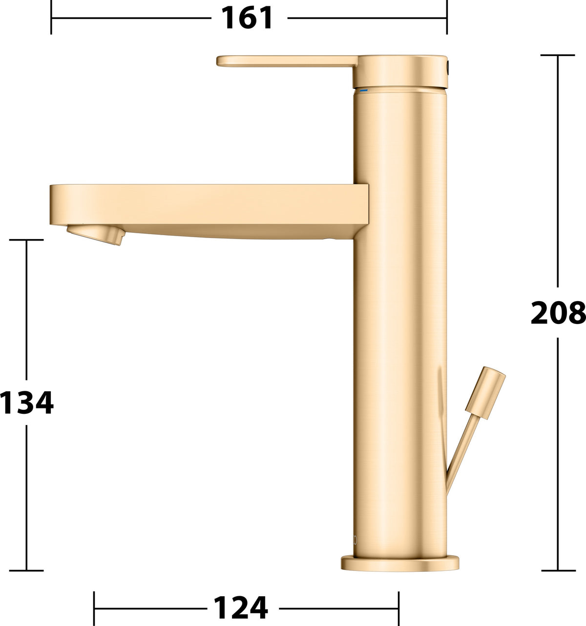 KEUCO IXMO Einhebel-Waschtischmischer 130 mit Zugstangen-Ablaufgarnitur Flat, Rosette rund, Messing gebürstet