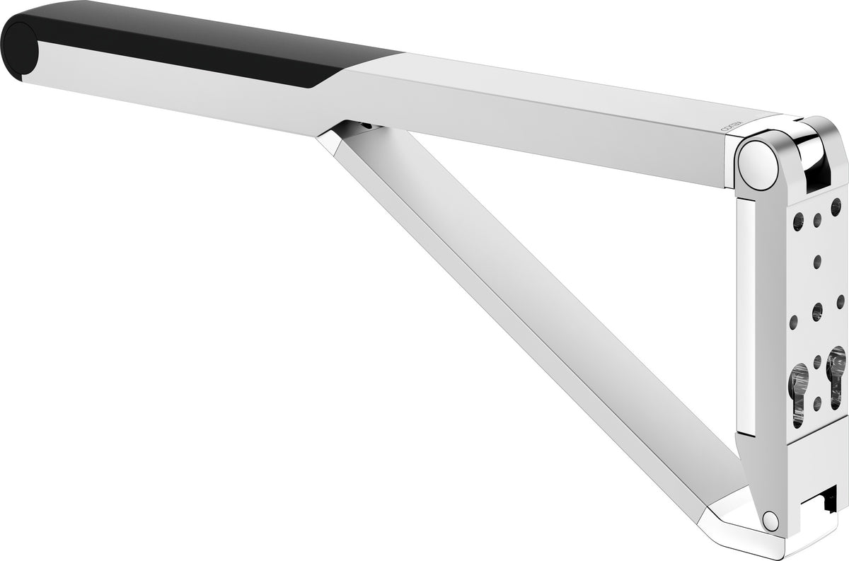 KEUCO AXESS Stützklappgriff WC 700 mm silber-eloxiert/schwarz – Wandmontage