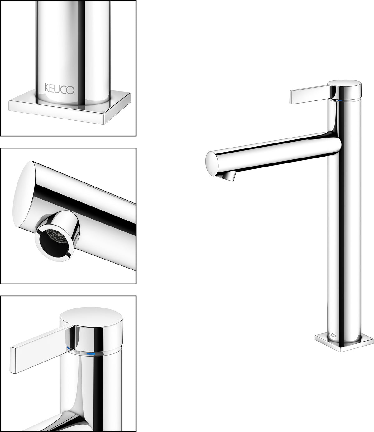 KEUCO IXMO Pure Einhebel-Waschtischmischer 210 mm ohne Ablaufgarnitur, verchromt