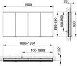 KEUCO Royal Modular 2.0 Spiegelschrank, beleuchtet, Wandeinbau, 1900 mm, silber-eloxiert
