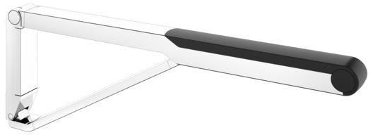 KEUCO AXESS Stützklappgriff WC 700 mm silber-eloxiert/schwarz – Wandmontage