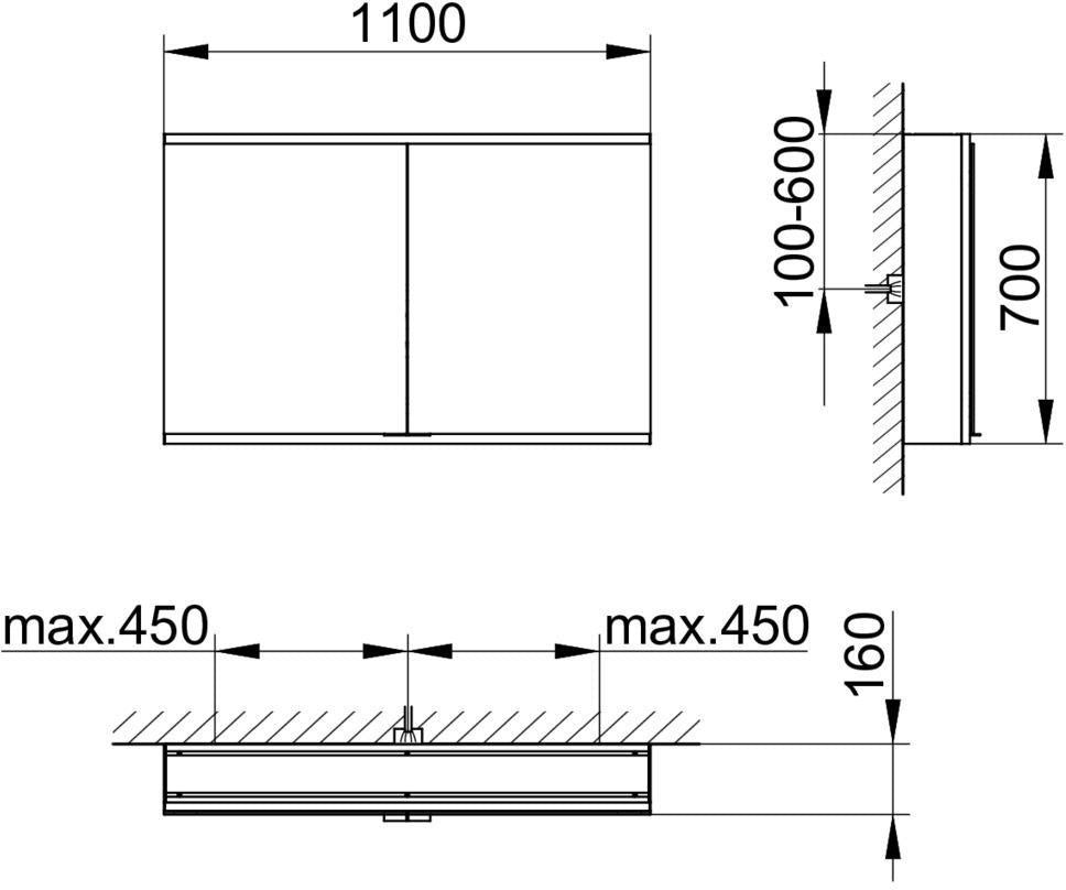 KEUCO Royal Modular 2.0 Spiegelschrank 600 mm, unbeleuchtet, mit Steckdose und USB, silber-eloxiert