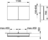 KEUCO Royal Modular 2.0 Spiegelschrank 600 mm, unbeleuchtet, mit Steckdose und USB, silber-eloxiert