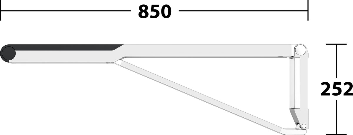 KEUCO AXESS Stützklappgriff WC 700 mm silber-eloxiert/schwarz – Wandmontage