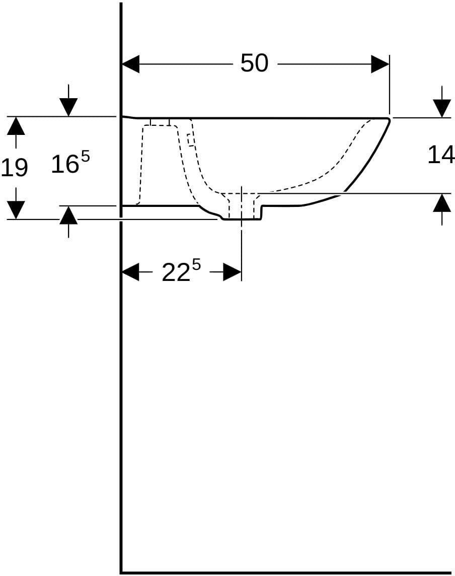 Geberit Renova Waschtisch 60 cm mit Hahnloch & Überlauf, weiß, KeraTect