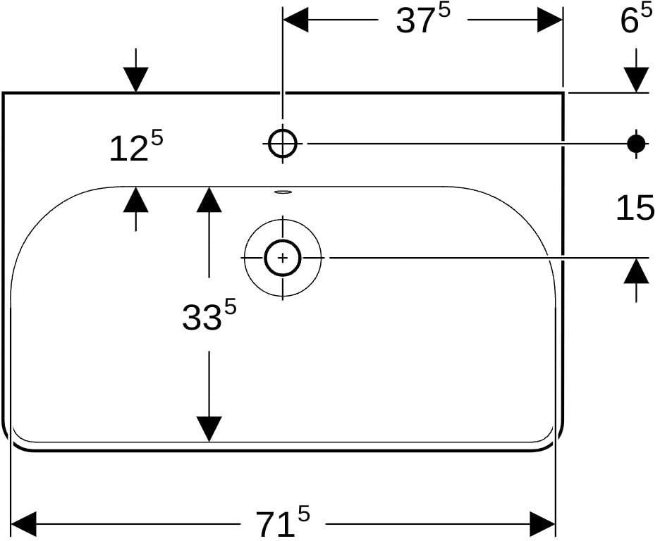Geberit Smyle Waschtisch eckig 90x48 cm mit Hahnloch und Überlauf in Weiß