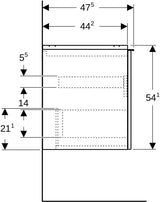 Geberit Acanto Waschtischunterschrank 120 cm Nussbaum mit Schublade und Innenschublade