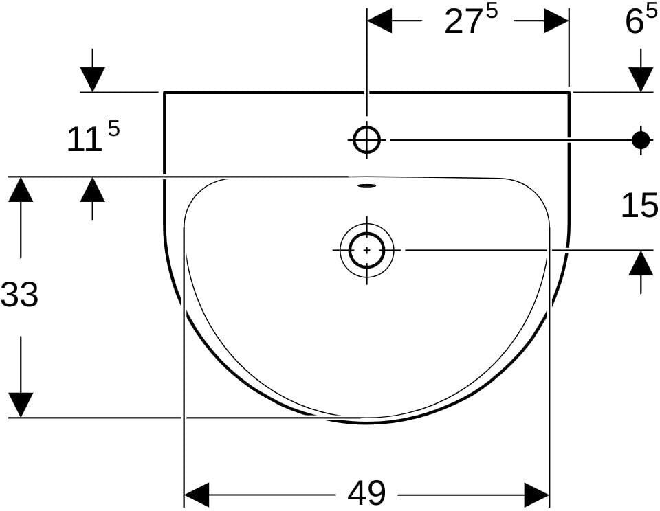 Geberit Renova Waschtisch 60 cm mit Hahnloch & Überlauf, weiß, KeraTect