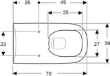 GEBERIT Renova Comfort Wand-WC eckig, spülrandlos Rimfree, 70 cm Ausladung, weiß