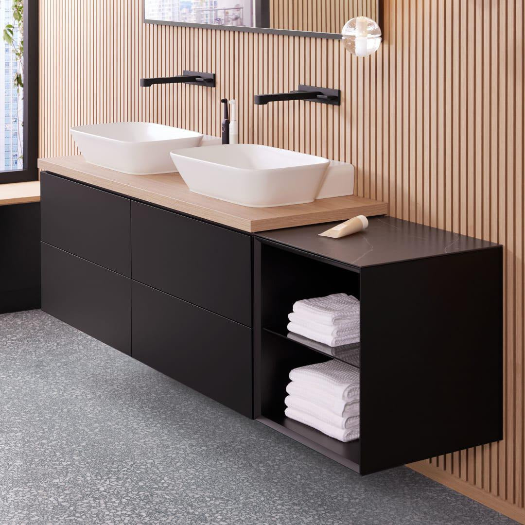 Geberit ONE Seitenelement 45 cm weiß hochglänzend mit Glaseinlegeboden