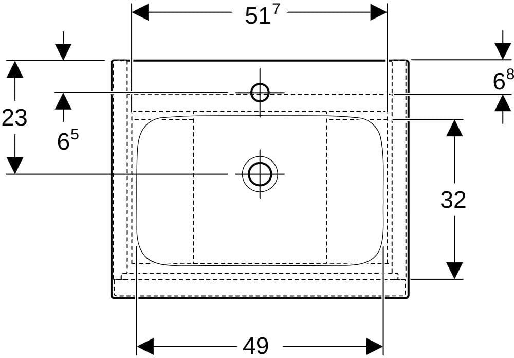 Geberit iCon Set Möbelwaschtisch 60 cm mit Unterschrank, 2 Schubladen, weiß hochglanz