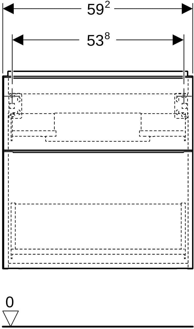 Geberit iCon Waschtischunterschrank 59,2 cm mit 2 Schubladen, weiß hochglanz – wandhängend