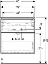 Geberit iCon Set Möbelwaschtisch 60 cm mit Unterschrank, 2 Schubladen, weiß hochglanz