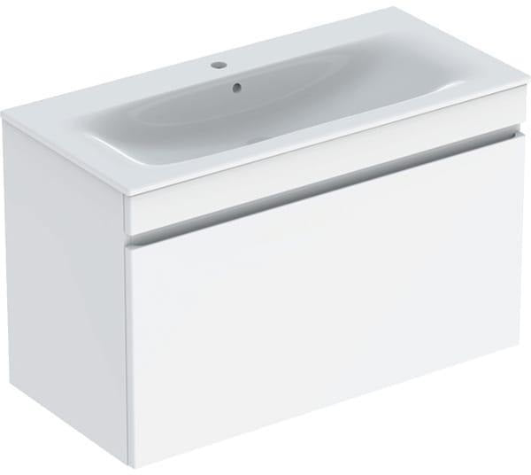 Geberit Renova Plan Waschtischset mit Unterschrank Nussbaum hell KeraTect 55 cm