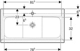 Geberit iCon Waschtischset 90 cm mit Unterschrank, 2 Schubladen, weiß hochglanz, KeraTect