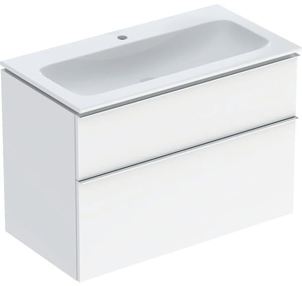 Geberit iCon Waschtischset 90 cm mit Unterschrank, 2 Schubladen, weiß hochglanz, KeraTect