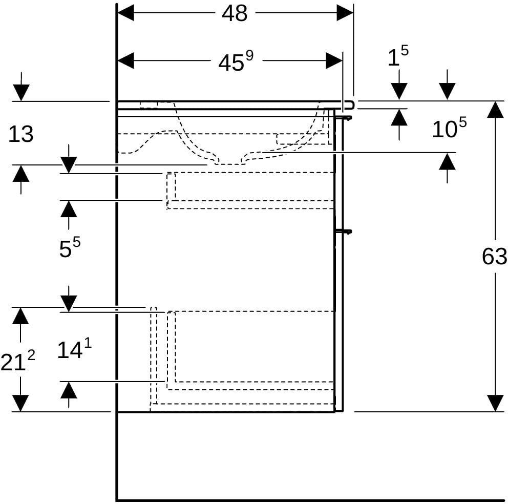 Geberit iCon Set Möbelwaschtisch 60 cm mit Unterschrank, 2 Schubladen, weiß hochglanz