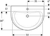 Geberit Renova Waschtisch 60 cm mit Hahnloch & Überlauf, weiß, KeraTect