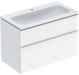 Geberit iCon Waschtischset 90 cm mit Unterschrank, 2 Schubladen, weiß hochglanz, KeraTect