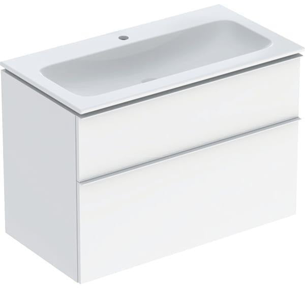 Geberit iCon Waschtischset 90 cm mit Unterschrank, 2 Schubladen, weiß hochglanz, KeraTect