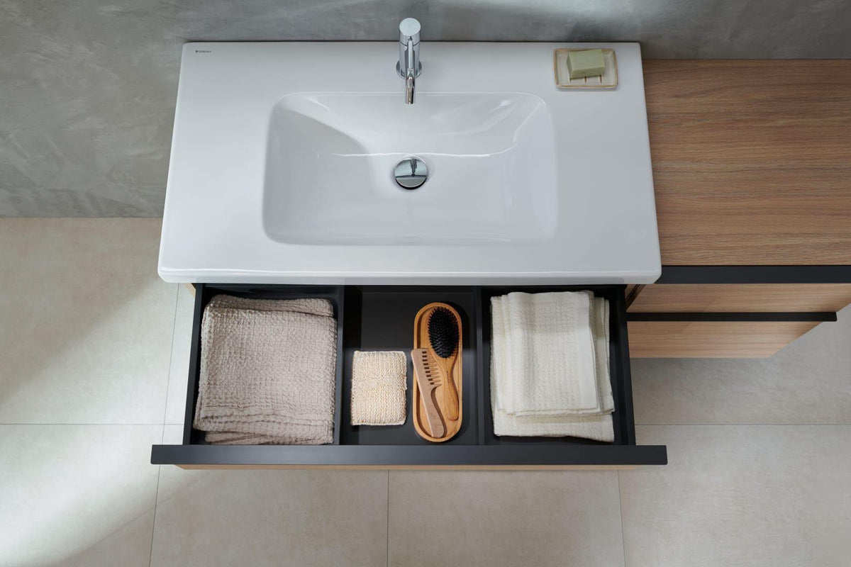 Geberit iCon Waschtischunterschrank 88,8 cm, 2 Schubladen, weiß hochglanz – wandhängend, vormontiert