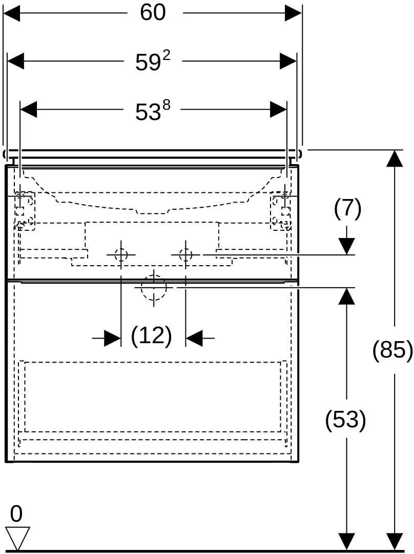 Geberit iCon Set Möbelwaschtisch 60 cm mit Unterschrank, 2 Schubladen, weiß hochglanz