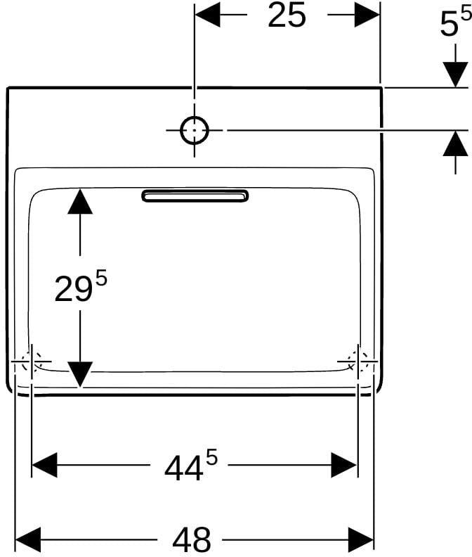 Geberit ONE Aufsatzwaschtisch 50x41 cm, CleanDrain, KeraTect, weiß glänzend, ohne Überlauf