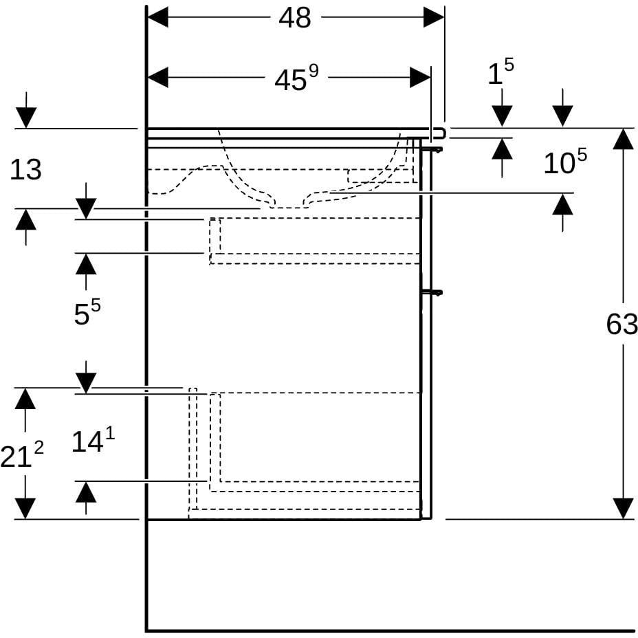 Geberit iCon Waschtischset 90 cm mit Unterschrank, 2 Schubladen, weiß hochglanz, KeraTect