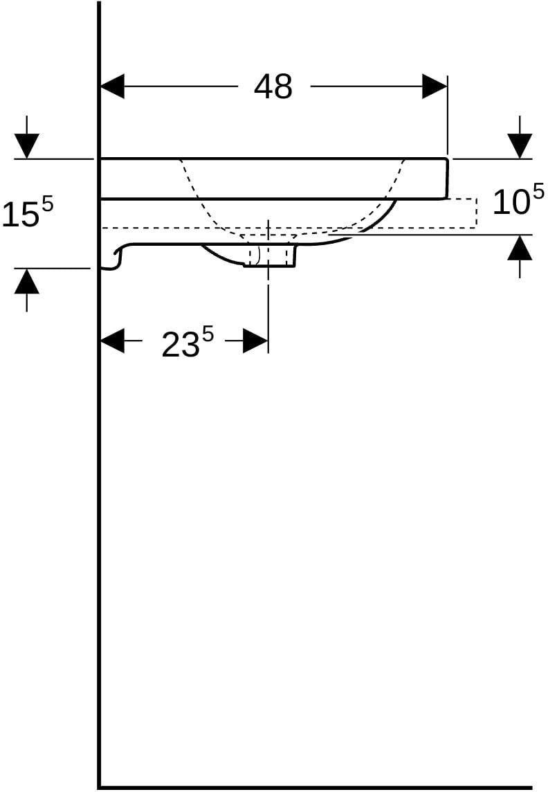 Geberit iCon Light Aufsatzwaschtisch 60x48 cm mit Hahnloch und Überlauf in Weiß