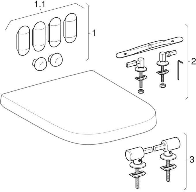 GEBERIT Renova Plan WC-Sitz eckig, Befestigung von oben, weiß