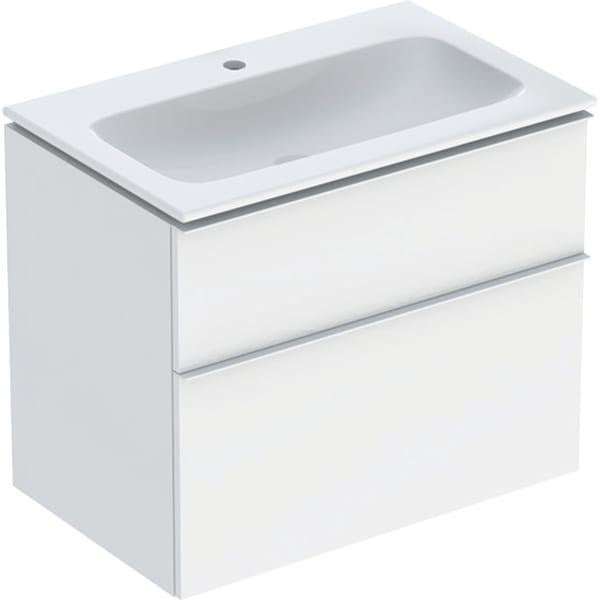 Geberit iCon Waschtischset 75 cm mit Unterschrank, 2 Schubladen, weiß hochglanz, KeraTect