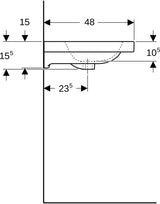 Geberit iCon Light Waschtisch 75x48 cm mit Ablagefläche, Hahnloch, Überlauf, weiß
