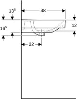 Geberit Smyle Waschtisch eckig 90x48 cm mit Hahnloch und Überlauf in Weiß