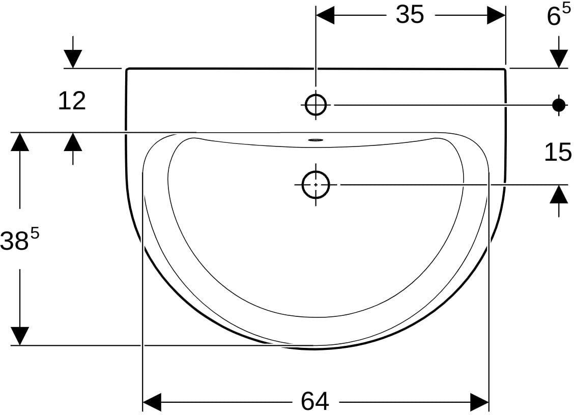 Geberit Renova Waschtisch 60 cm mit Hahnloch & Überlauf, weiß, KeraTect