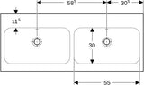 Geberit iCon Light Doppelwaschtisch 120x48 cm mit Hahnloch und Überlauf in Weiß