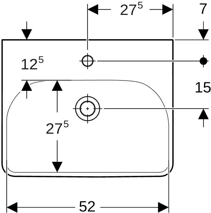 Geberit Smyle Waschtisch eckig 90x48 cm mit Hahnloch und Überlauf in Weiß