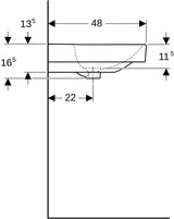 Geberit Smyle Waschtisch eckig 90x48 cm mit Hahnloch und Überlauf in Weiß