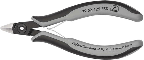 KNIPEX Präzisions-Elektronik-Seitenschneider 125 mm ESD Form 6 mit Öffnungsfeder