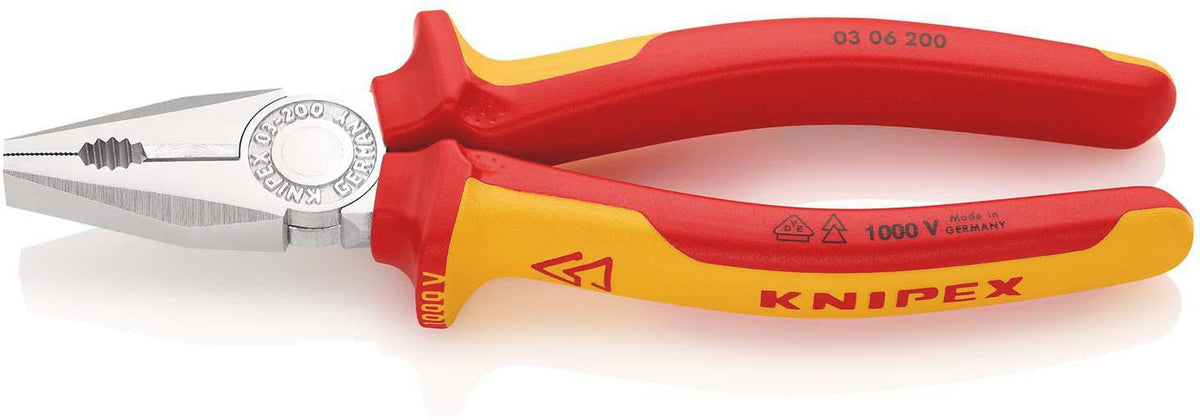 KNIPEX Kombizange VDE 160 mm mit Mehrkomponenten-Hüllen, verchromt, isoliert bis 1000 V