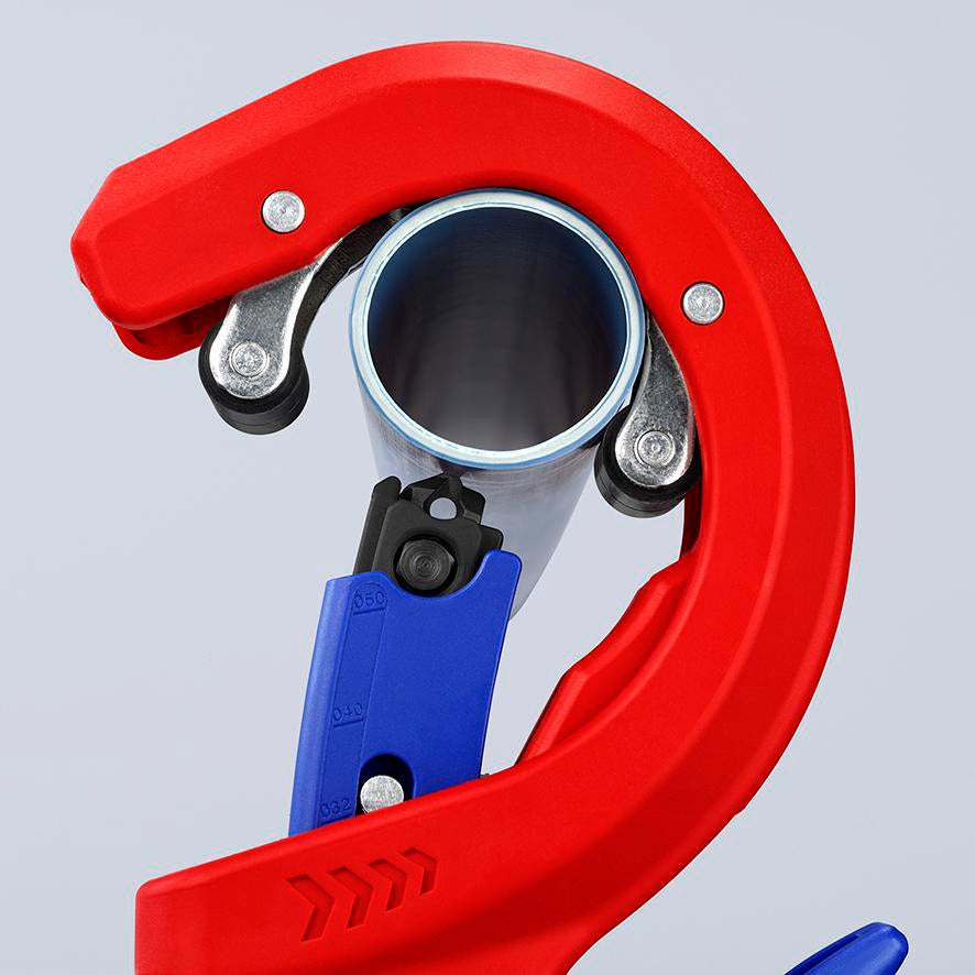 KNIPEX Rohrschneider DP50 für Ø 32, 40 und 50 mm Hausabwasserrohre aus Kunststoff, 165 mm