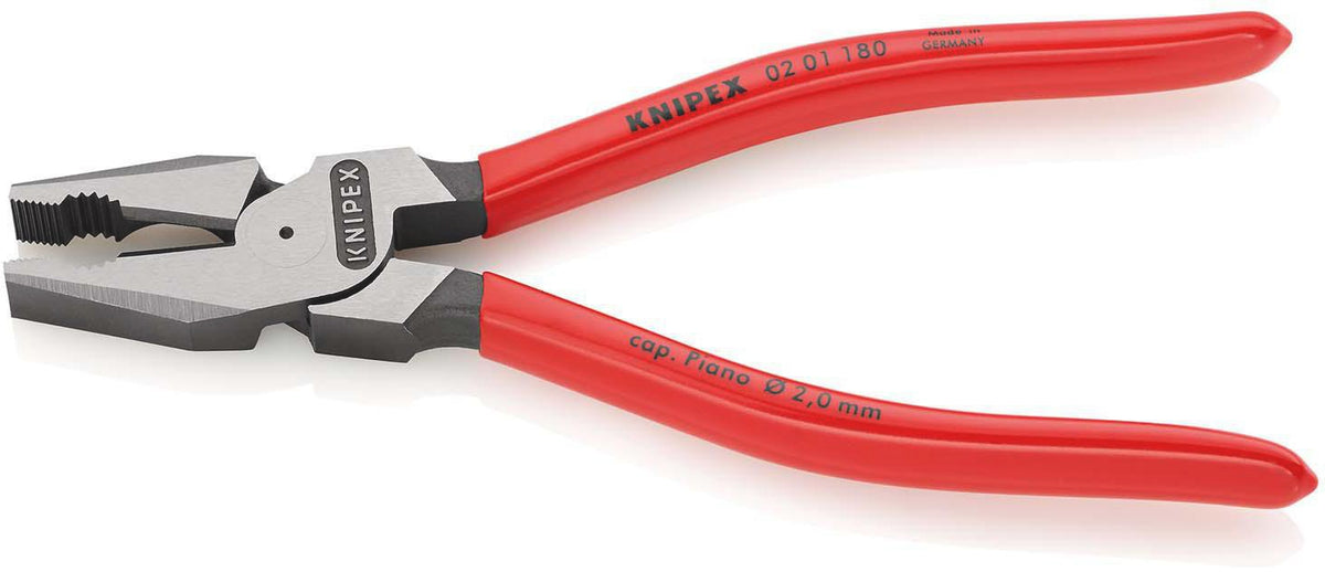 KNIPEX Kraftkombizange 180 mm – 35 % Kraftersparnis, poliert, Kunststoffüberzug
